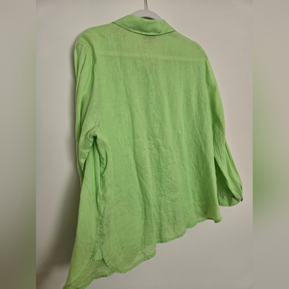 J. Jill Bright Green Linen Button Down Women's Shirt | Size M - Picture 6 of 6